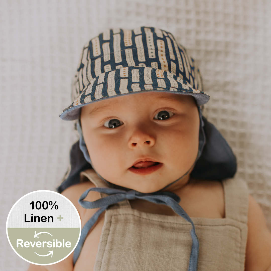 BEDHEAD HATS Reversible Baby Flap Sun Hat - Simpson / Steele